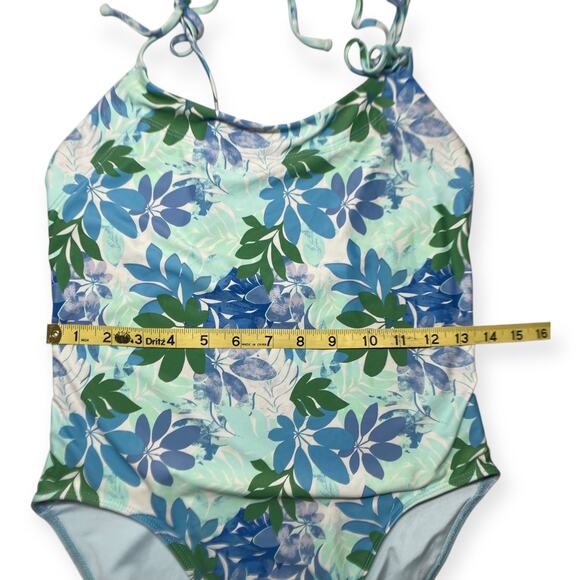 Xirena Orion Blue Sail Tropical Floral One Piece Shoulder Tie Swimsuit Medium - Picture 14 of 14